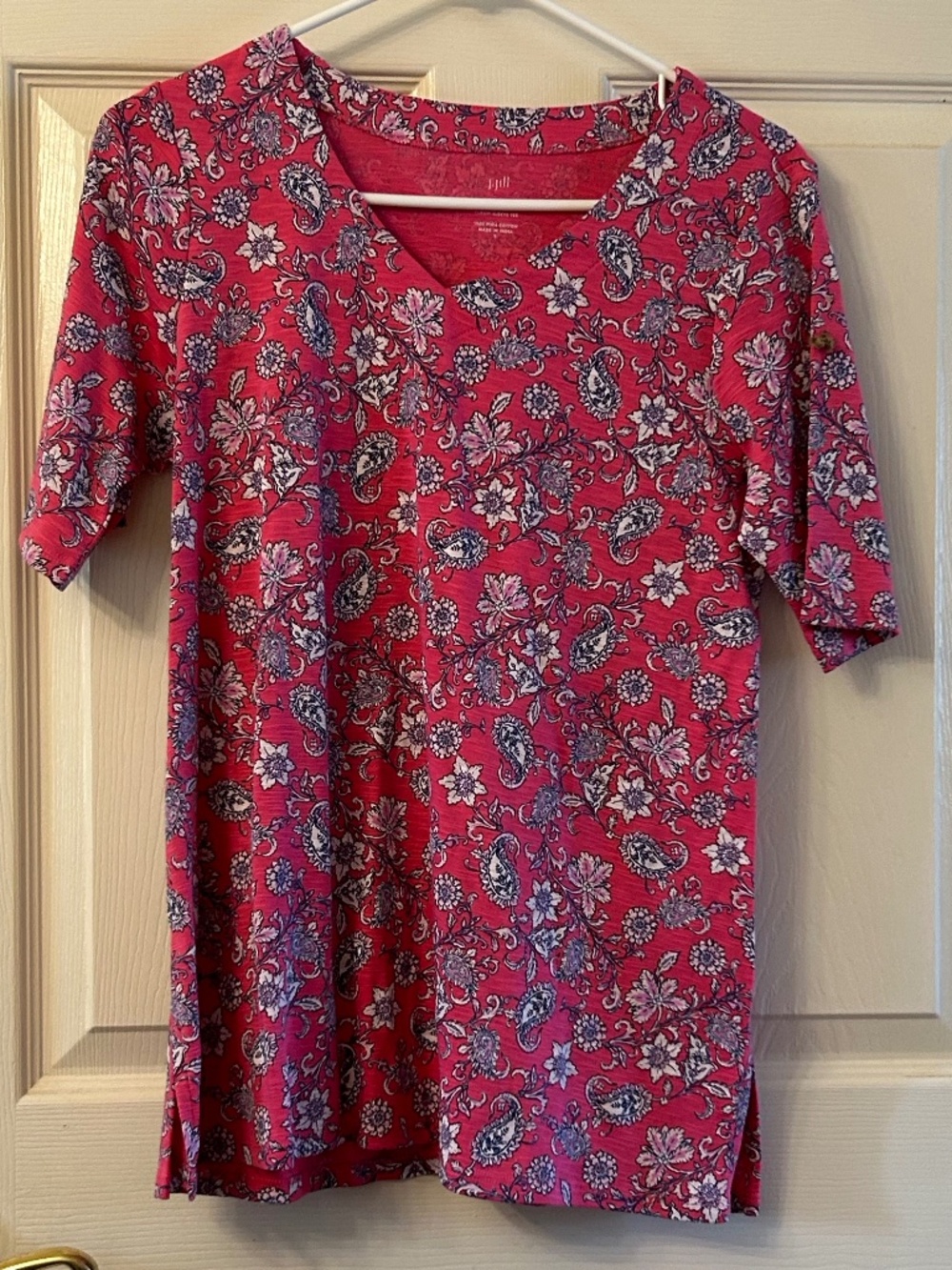 J.Jill Short-sleeve Print Tee, Size S